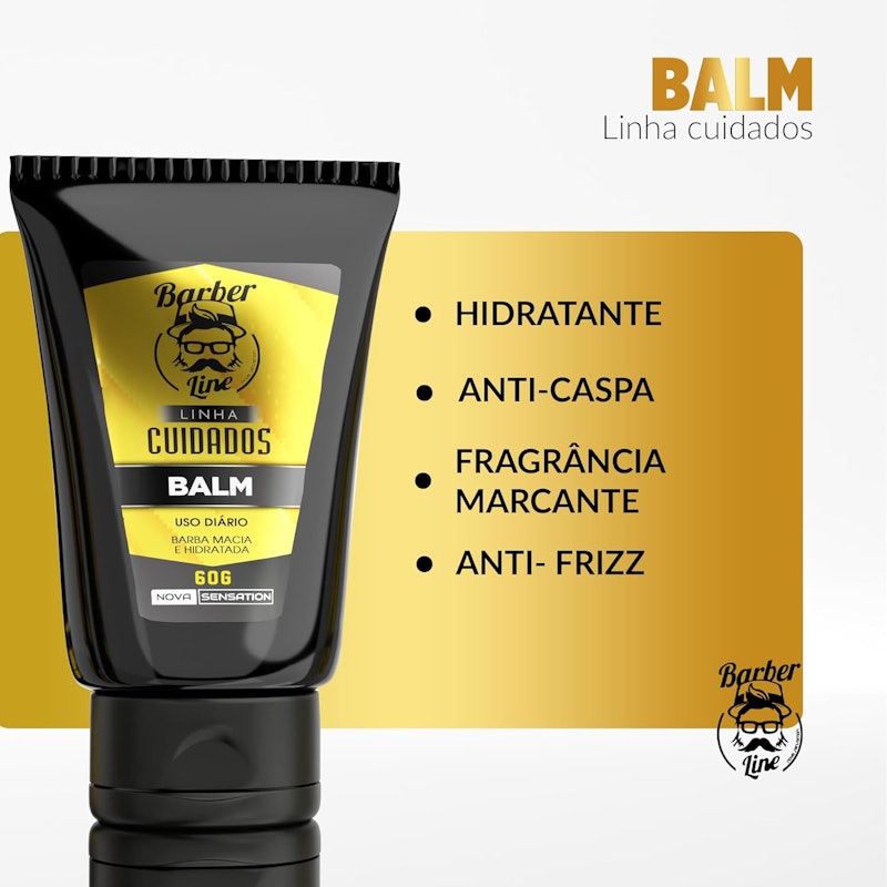 Kit para Barba Shampoo, Condicionador, Balm, Óleo e Cera Barber Line 5