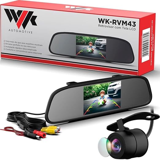 Retrovisor Automotivo com Tela + Câmera de Ré 2