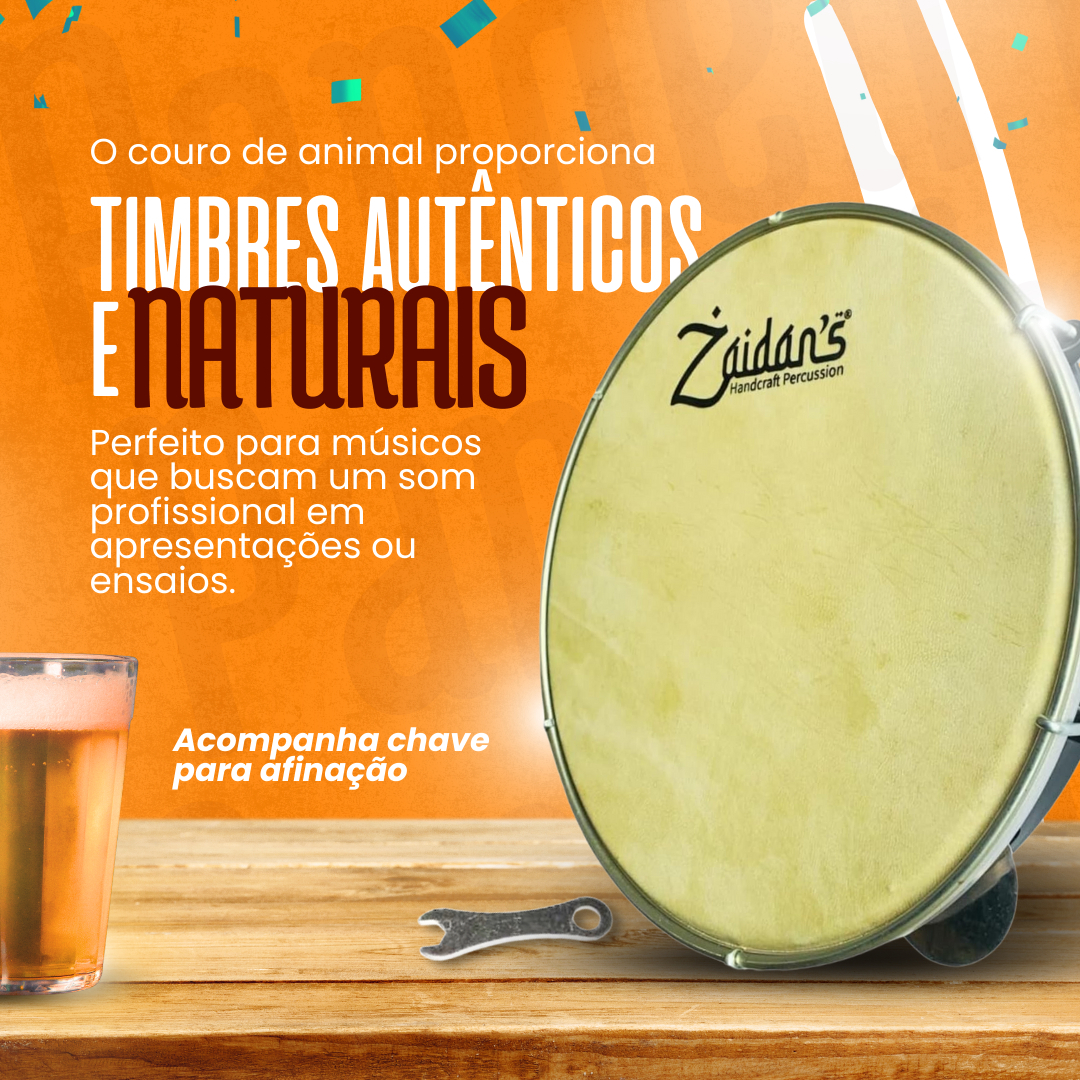 Pandeiro 10" Pele de Couro Caprino 2
