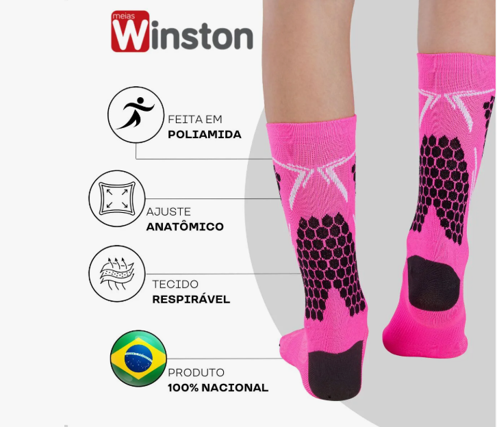 Kit 2 Pares Meia Performance Feminina Poliamida 4