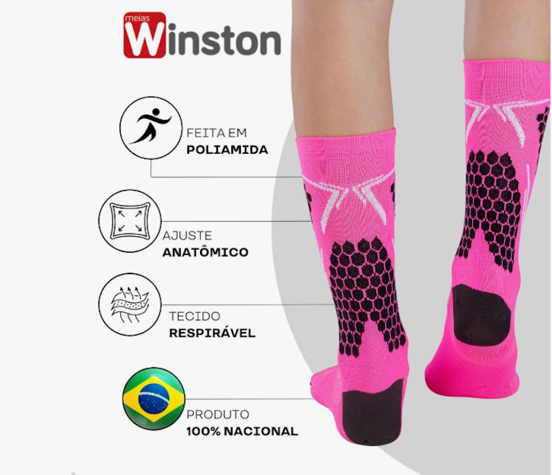 Kit 2 Pares Meia Performance Feminina Poliamida 4