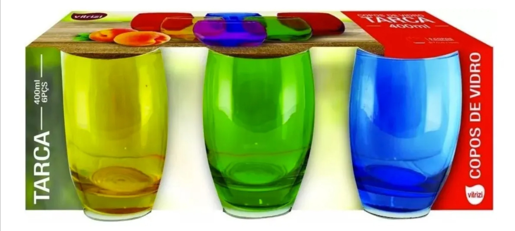 Jogo de 6 Copos de Vidro Colorido 400 ml 2
