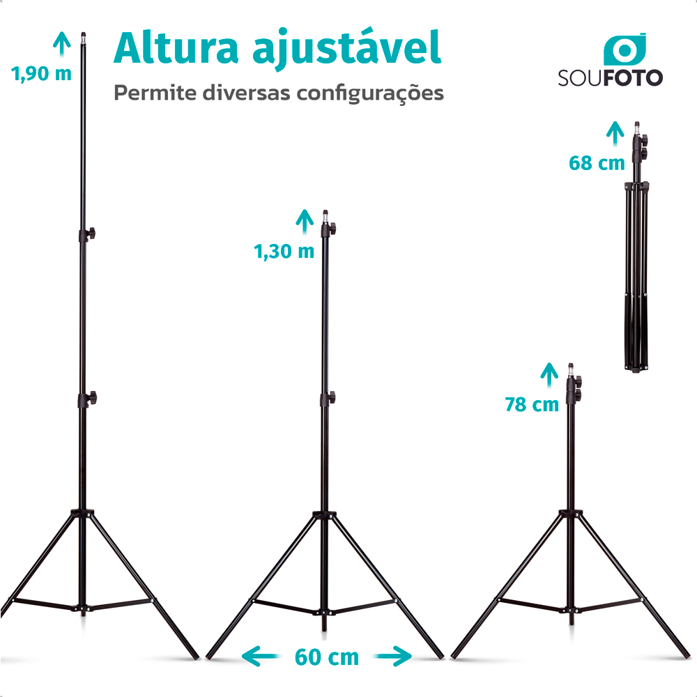 Kit de Luz para Gravar Vídeo Profissional com Softbox com Tripé e Tela Grid Sou Foto 5