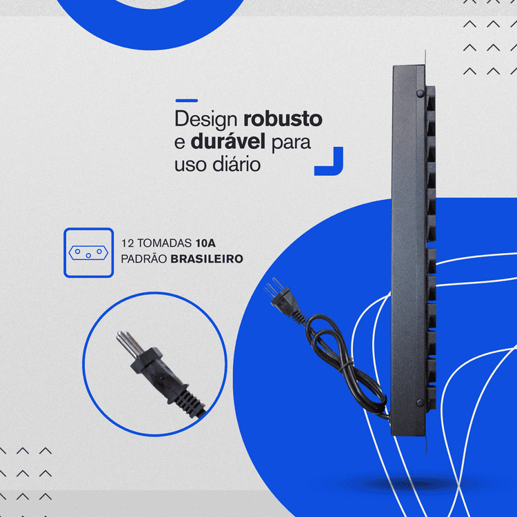 Régua Rack 19" Extensão 10 A 12 Tomadas 5