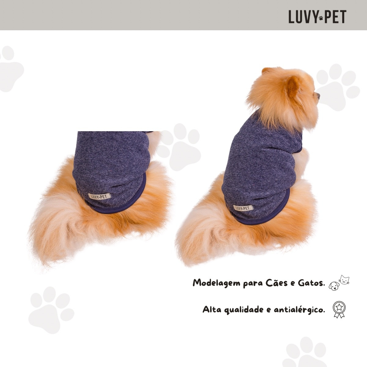Roupa Pet Soft Bouclé Peluciado Azul Jeans 4