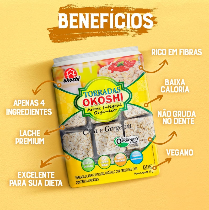 Torrada de Arroz Integral Orgânico com Chia e Gergelim 2
