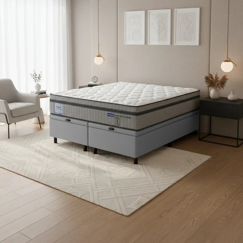 Cama Box Baú King Probel Molas Ensacadas Euro In Guarda Costas Stone 5