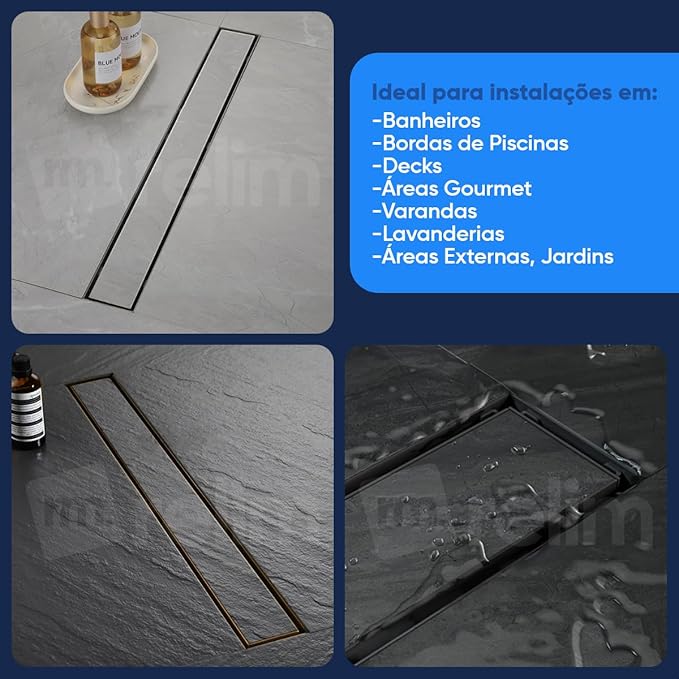 Ralo Linear Oculto Invisível Inteligente Sifonado para Banheiro 2