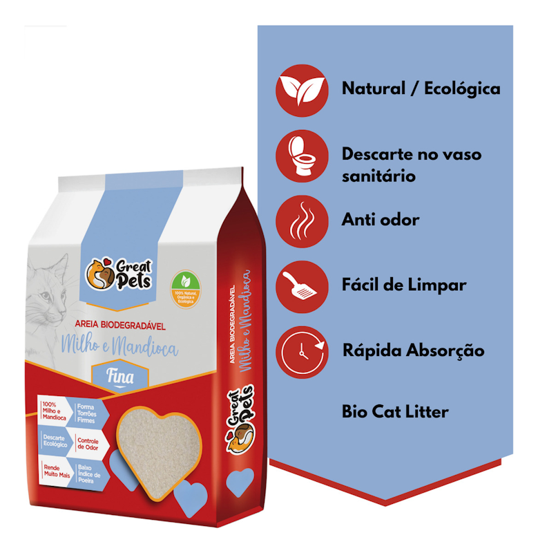 Areia Higiênica Biodegradável Fina 4