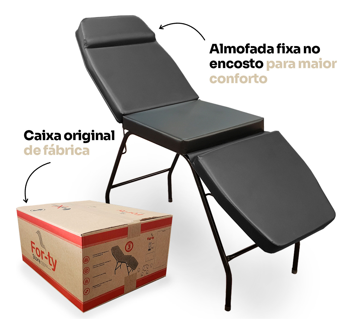 Maca 3 Posições Reclinável Estética Massagem Tattoo Depilação 5