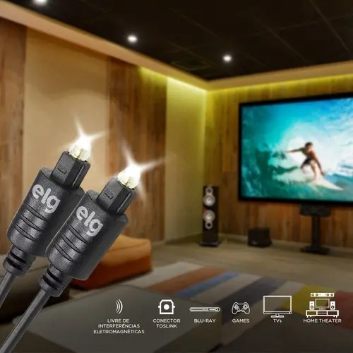 Cabo Óptico 3 m com Conectores Toslink Elg 2
