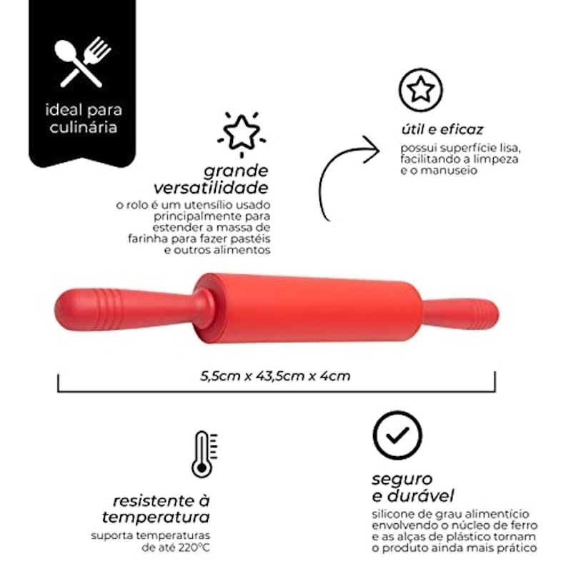 Rolo para Massa Silicone Vermelho 2
