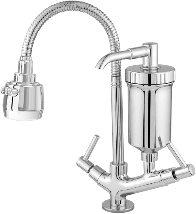 Torneira de Cozinha Gourmet Filtro Flexível Bancada Metal Inox 2 Jatos 1