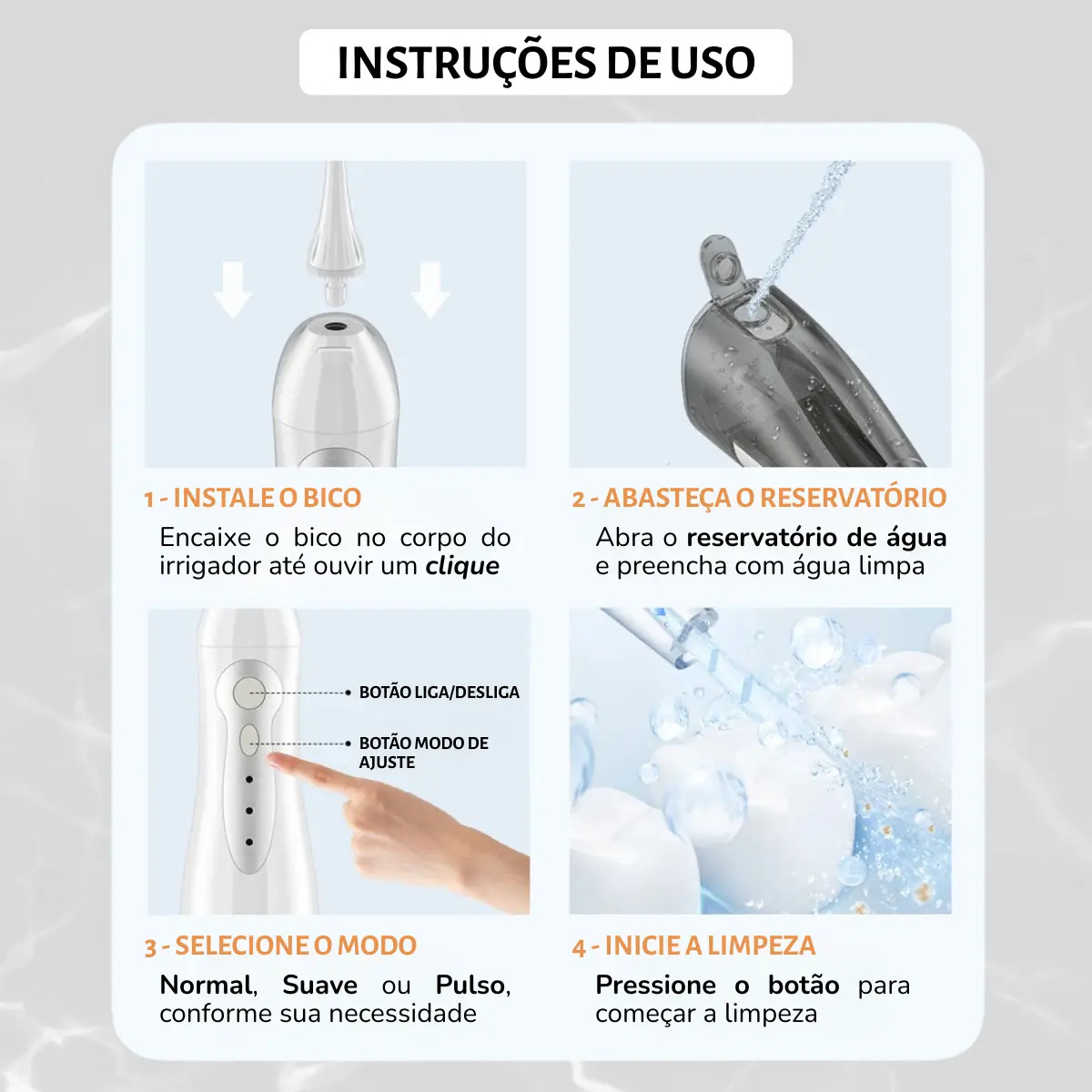 Irrigador Oral sem Fio para os Dentes Mornwell 4