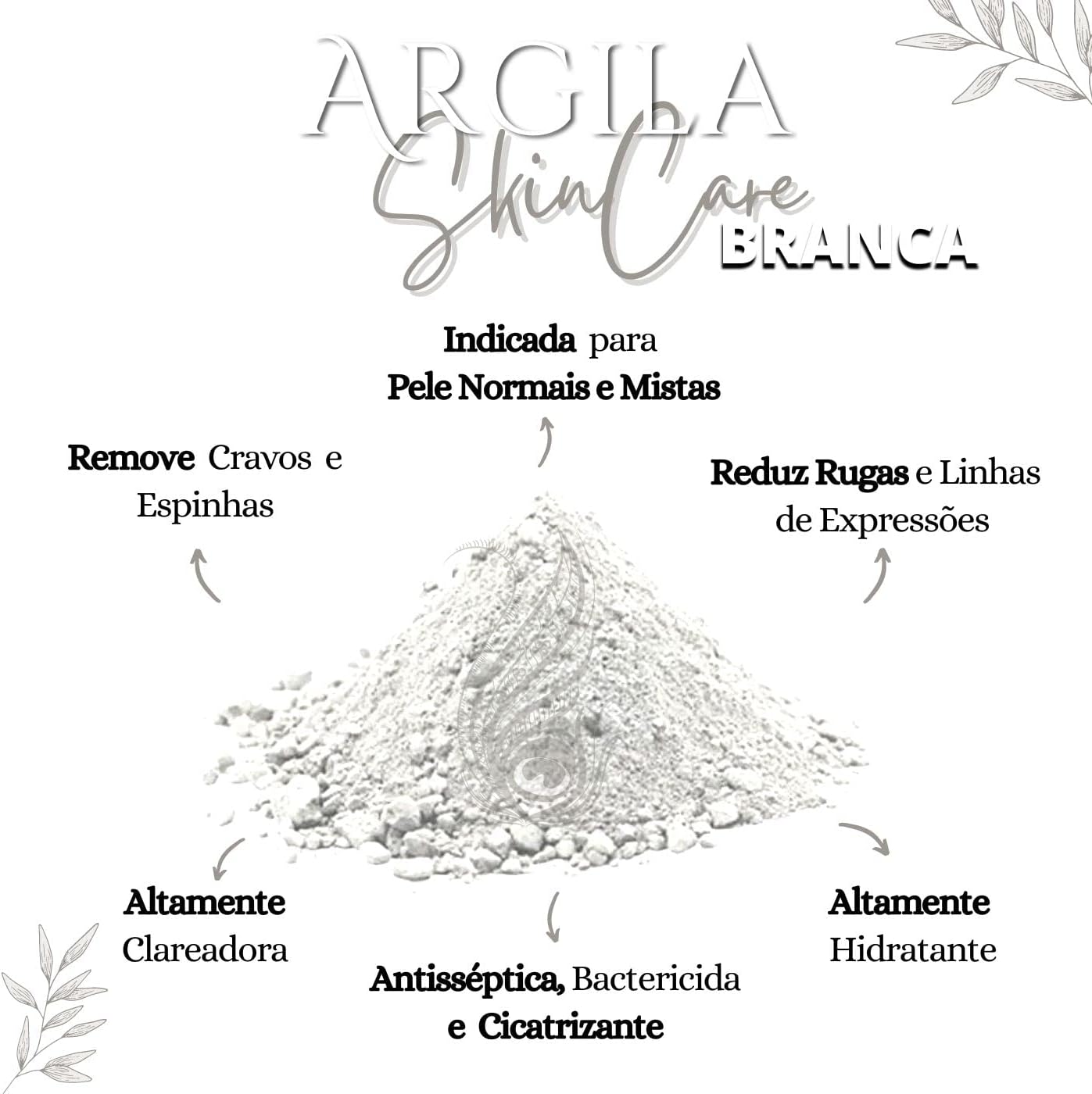 Argila Branca Clareadora 500 g 100% Natural 2