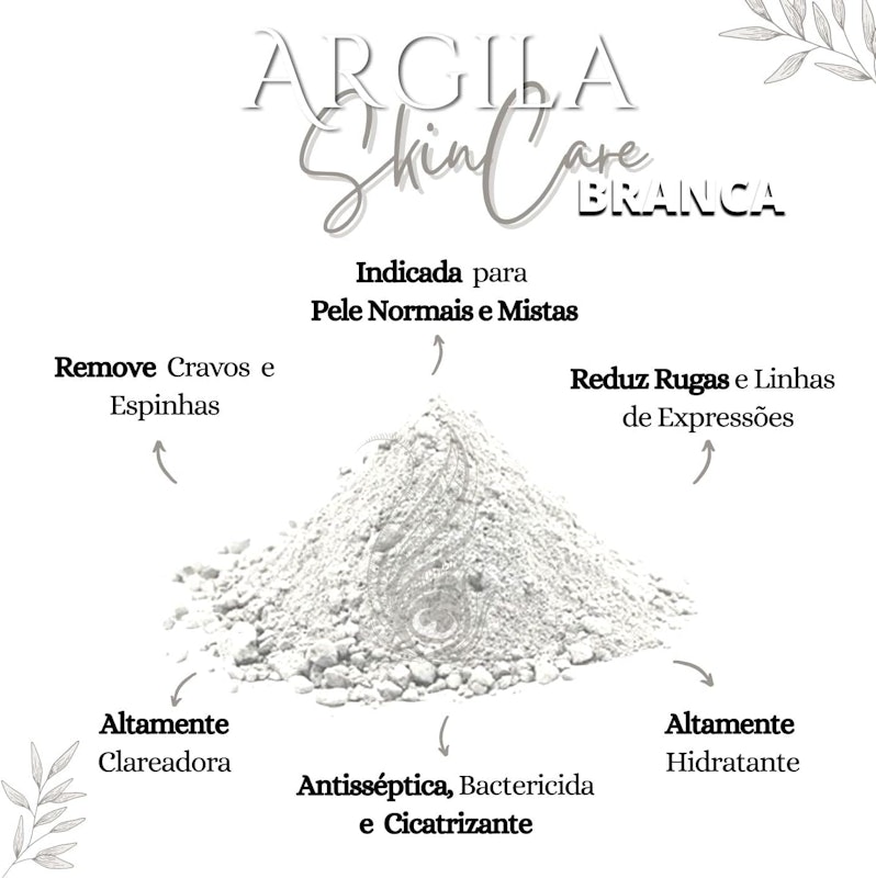 Argila Branca Clareadora 500 g 100% Natural 2