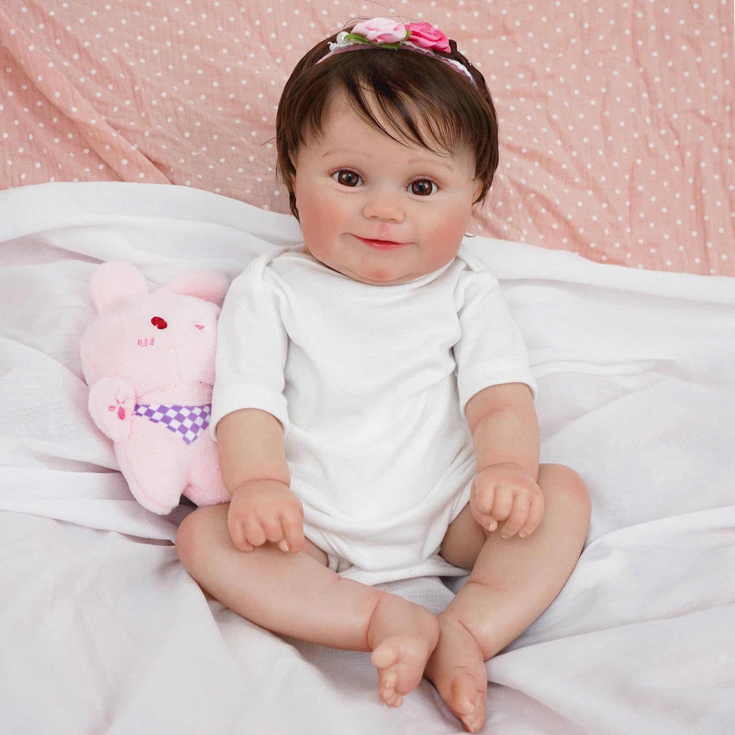 Bebê Reborn Boneca Silicone Realista Menina Cabelo Implantado 4