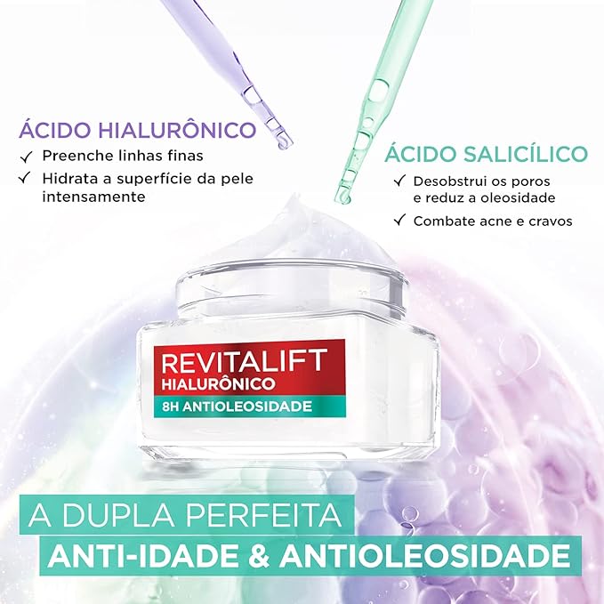 Hialurônico Gel Creme Preenchedor Antioleosidade Revitalift 2