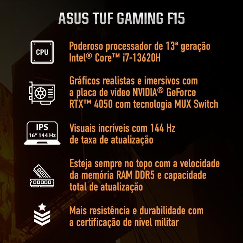 Notebook ASUS TUF Gaming F15 Core i7 8 GB 512 GB 4