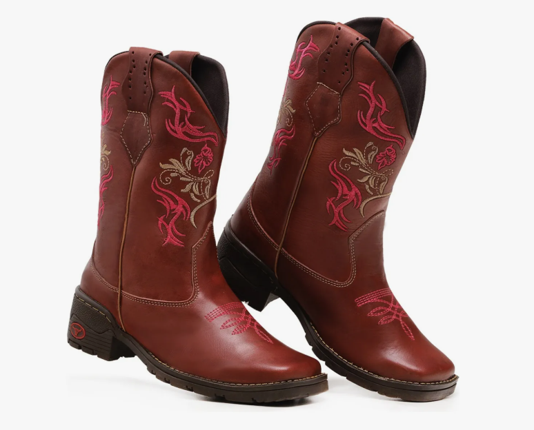 Bota Botina Texana Feminina Cano Longo Country 4
