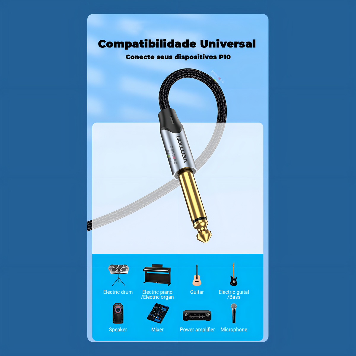 Cabo Áudio P10 6.5 Vention 5 m 2