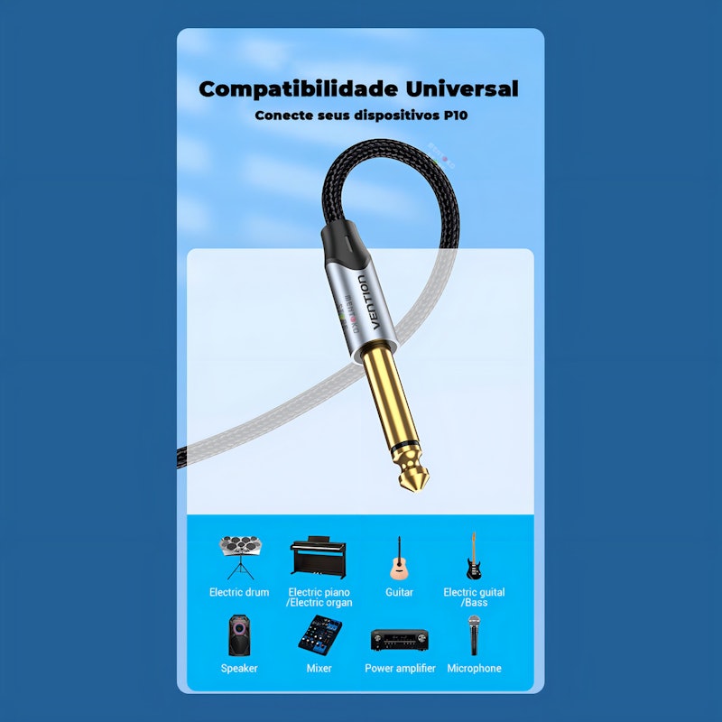 Cabo Áudio P10 6.5 Vention 5 m 2