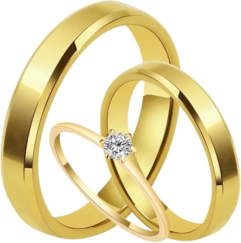 Par de Alianças Casamento 4 mm Tungstênio Banhado a Ouro 18 k Madonz 1