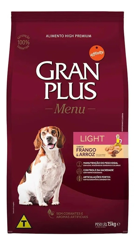 Gran Plus Menu Adulto Light Médio e Grande Frango e Arroz 1