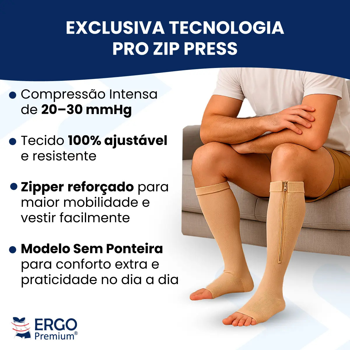 Meias de Compressão para Gestantes Meia Zip Compress 3