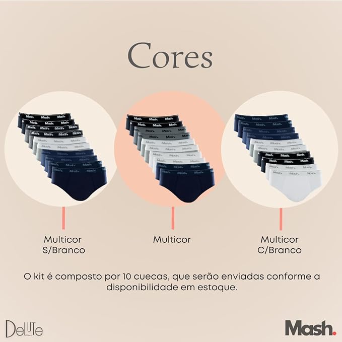 Kit 10 Cuecas Slip Algodão Sortido 03 4