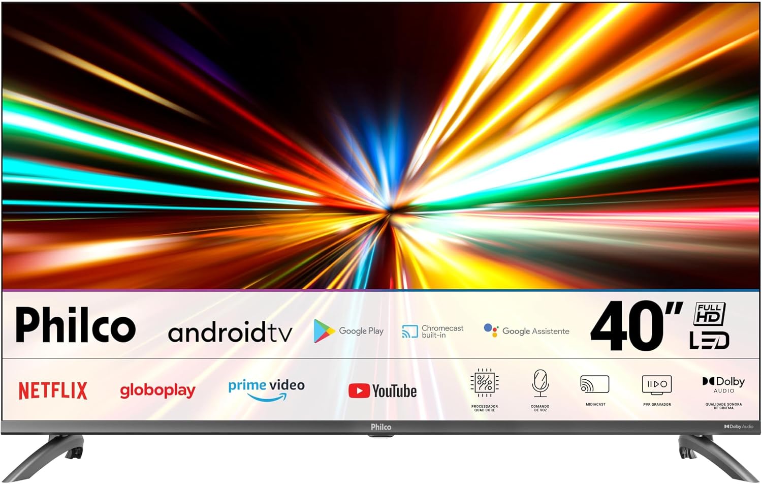 Smart TV 40” Philco LED Android TV Dolby Audio 1