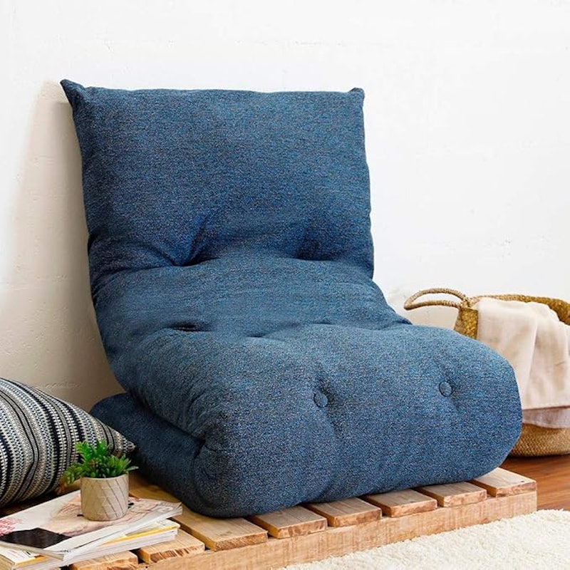 Futon Dobrável de Espuma Solteiro Azul 170x60 1