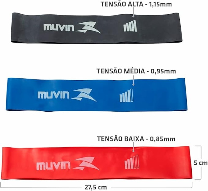Kit Faixa Elástica Mini Band 3 Tensões 3