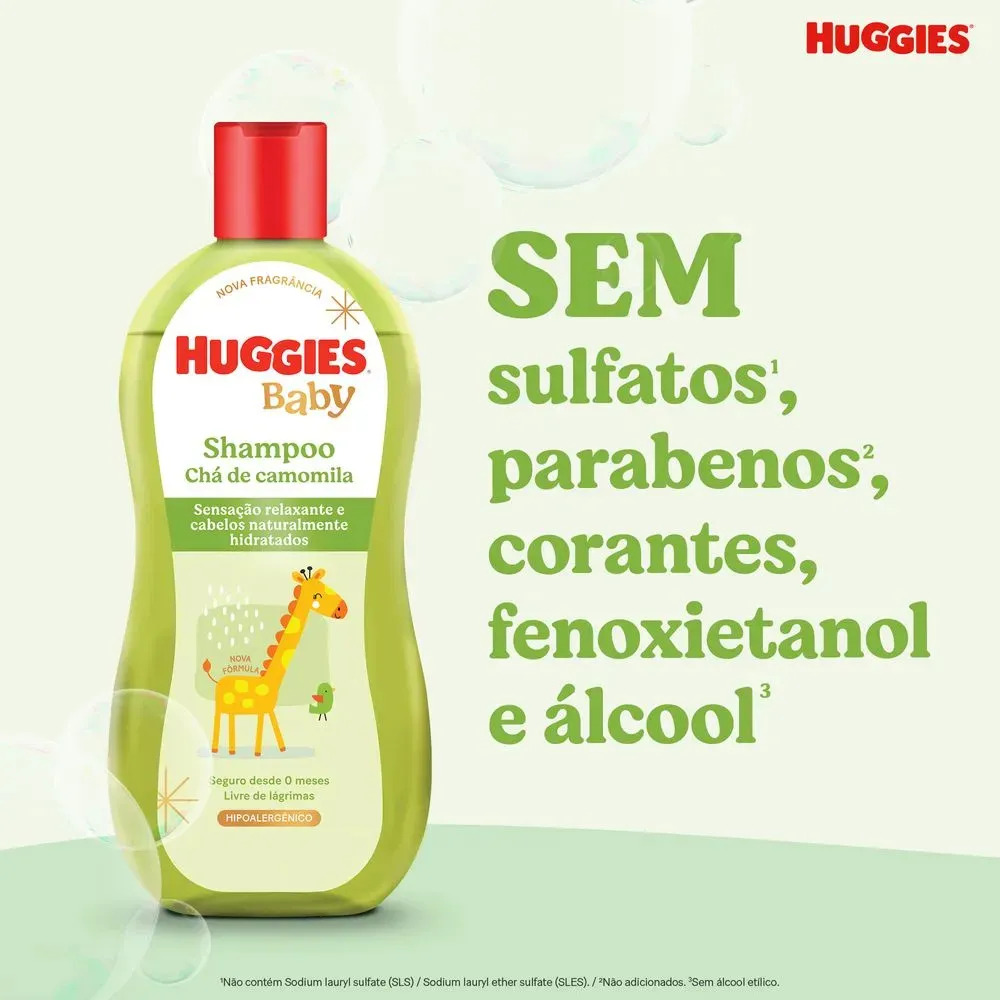 Shampoo Huggies Camomila Seguro para Recém-Nascidos 3