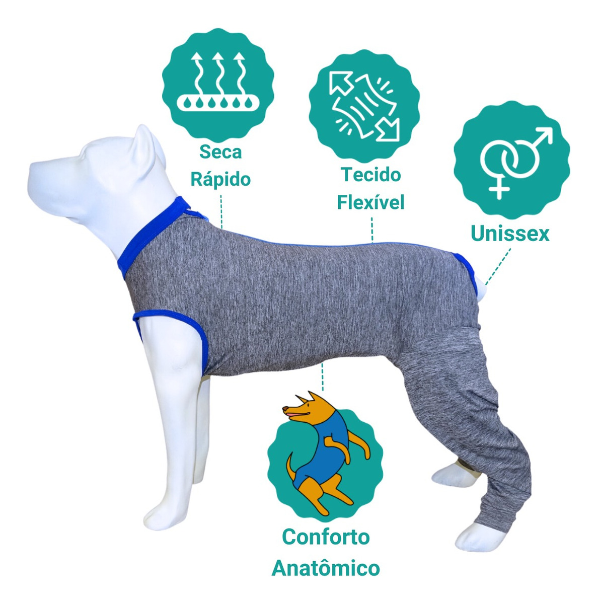 Roupa Pós-Cirúrgica Membro Posterior Pet Nº 7/8 10 a 17 kg 4