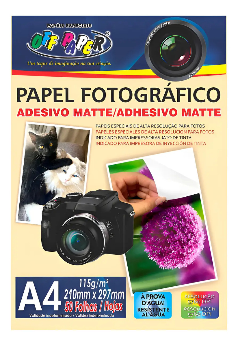 Papel Fotográfico Adesivo Matte 115 g/m² A4 1