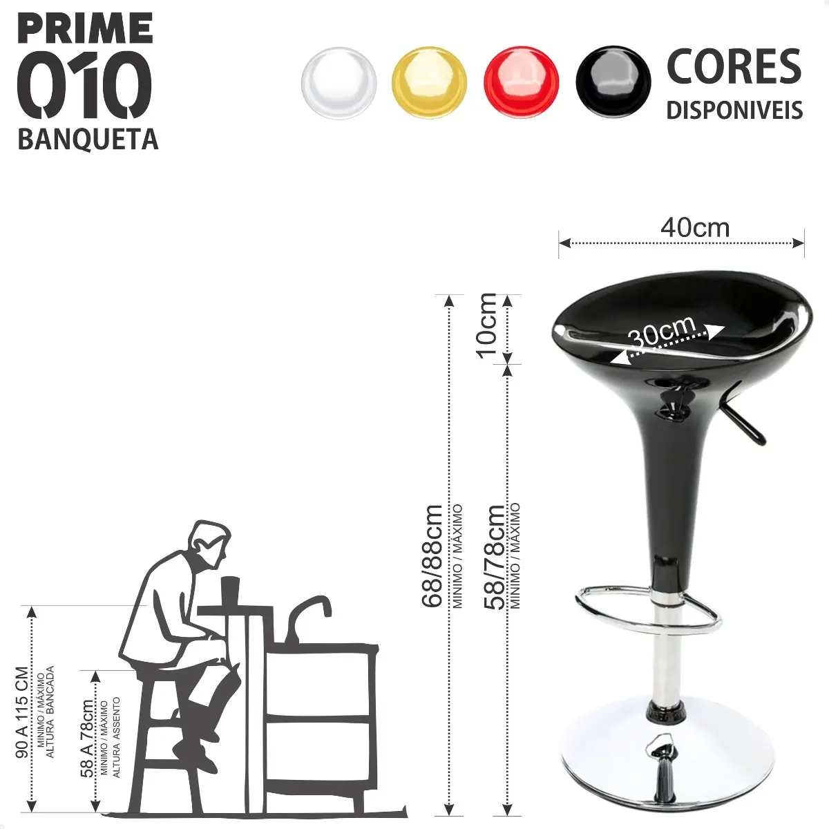Kit 2 Banquetas Giratórias Alta Tulipa Lotus 3
