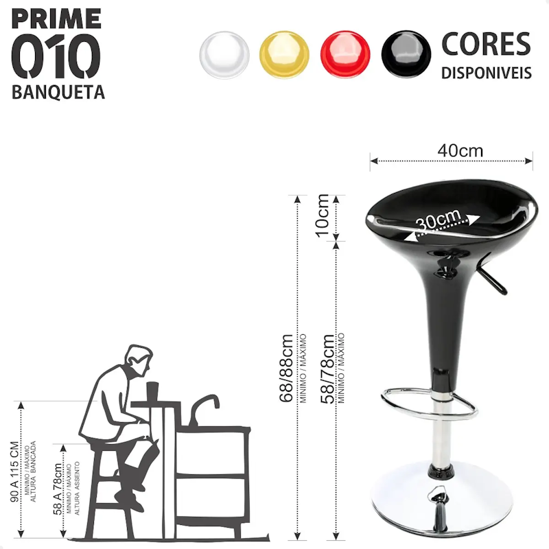 Kit 2 Banquetas Giratórias Alta Tulipa Lotus 3