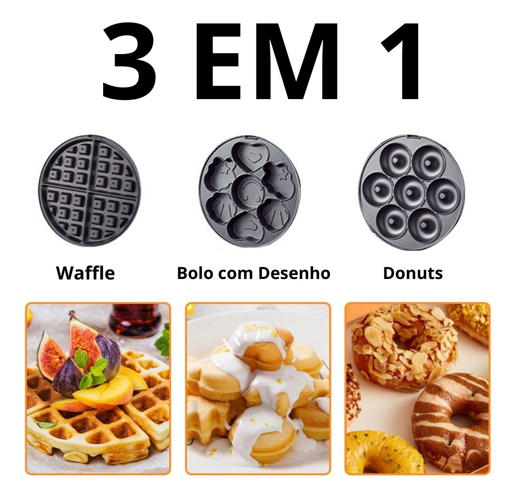 Máquina de Donuts 3 em 1: Waffles, Donuts e Bolinhos (110 V) 4