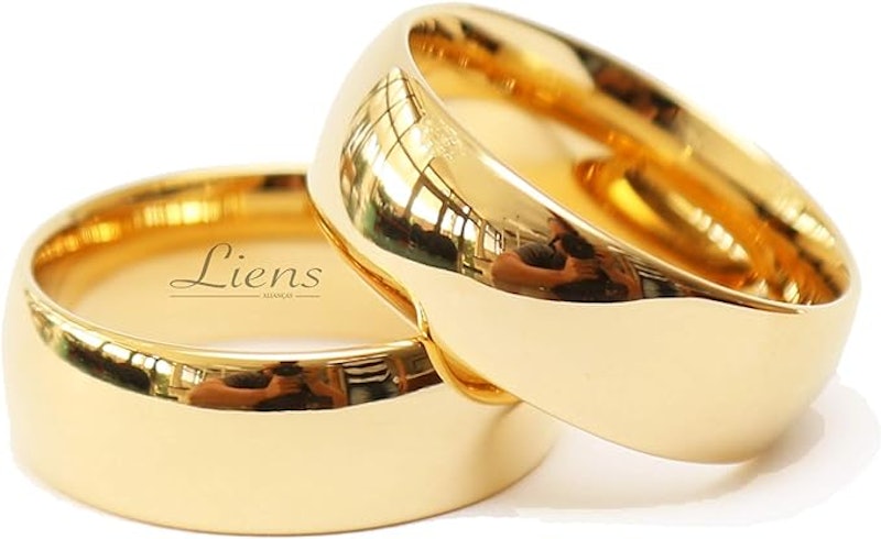 Par de Alianças Ouro 18 K Tradicional Banhada 8 mm 1