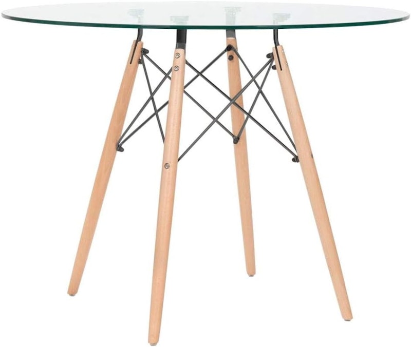Mesa Jantar Cozinha Redonda com Tampo de Vidro Eames 100 cm + 4 Cadeiras 2