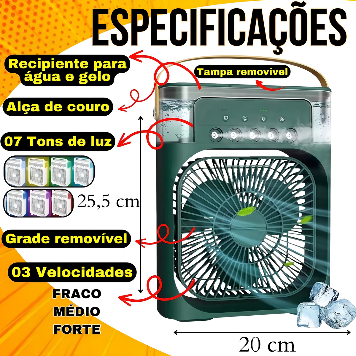 Ventilador Portátil de Mesa Mini Ar Condicionado 4