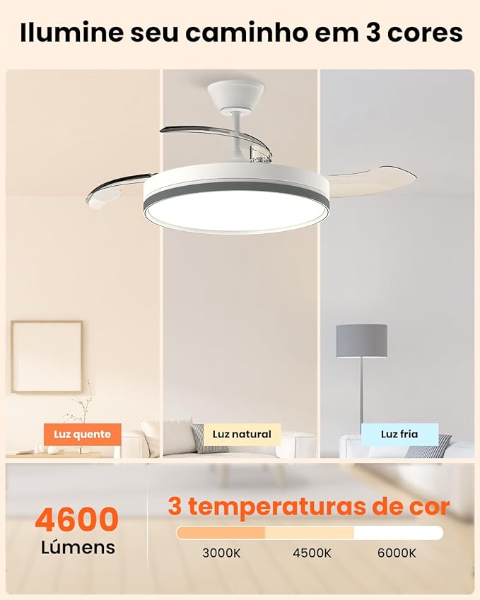 Ventilador de Teto Retrátil 106 cm 2