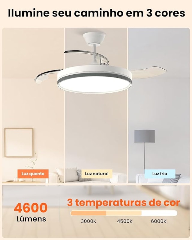 Ventilador de Teto Retrátil 106 cm 2