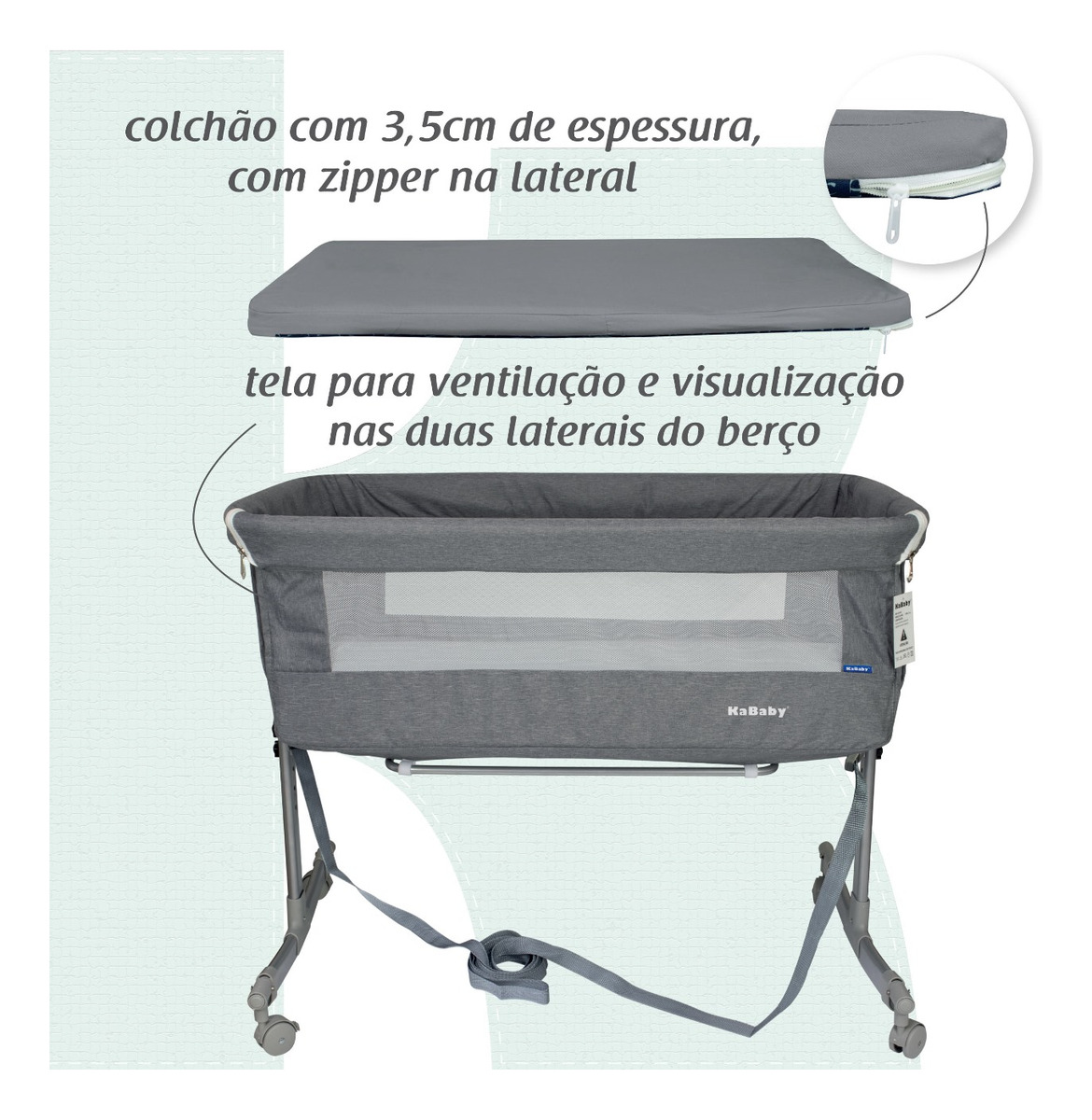 Berço Moisés Co-Bed Cinza KaBaby 3