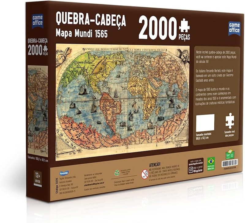 Quebra-Cabeça 2000 Peças Mapa Mundi 1565 2