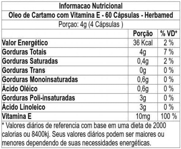 Óleo de Cártamo com Vitamina E 60 Cápsulas 2
