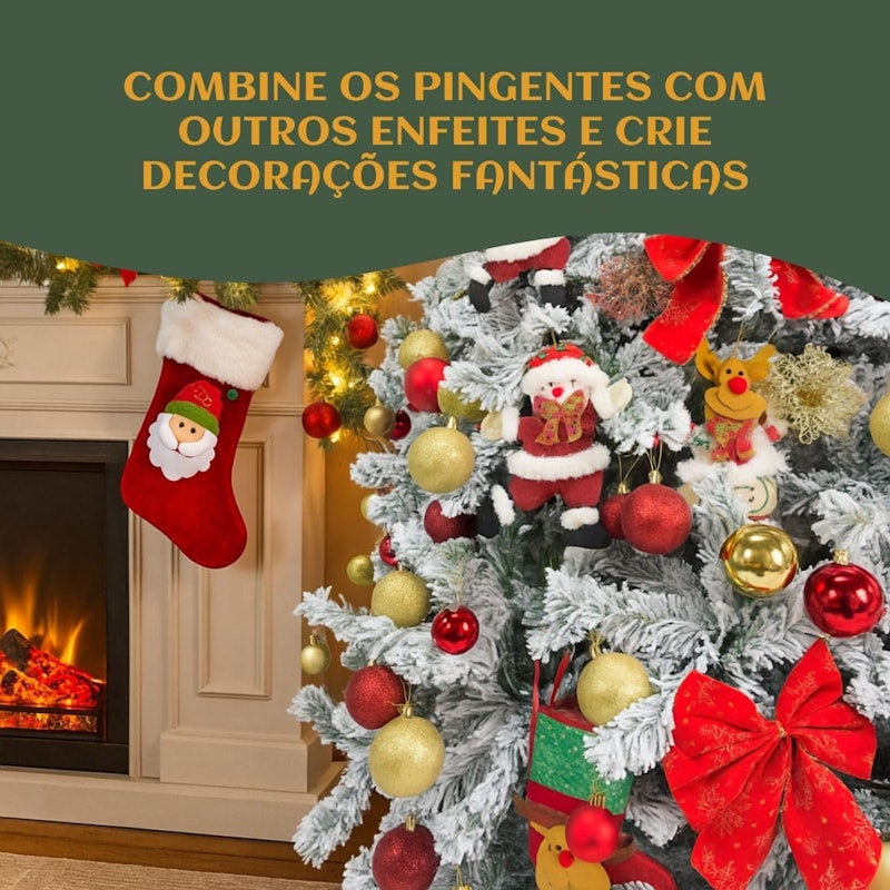 Kit 10 Pendentes Pelúcia Enfeite Árvore de Natal 3
