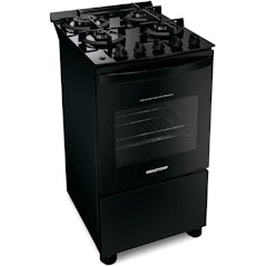Fogão Brastemp 4 Bocas Preto com Mesa de Vidro e Dupla Chama