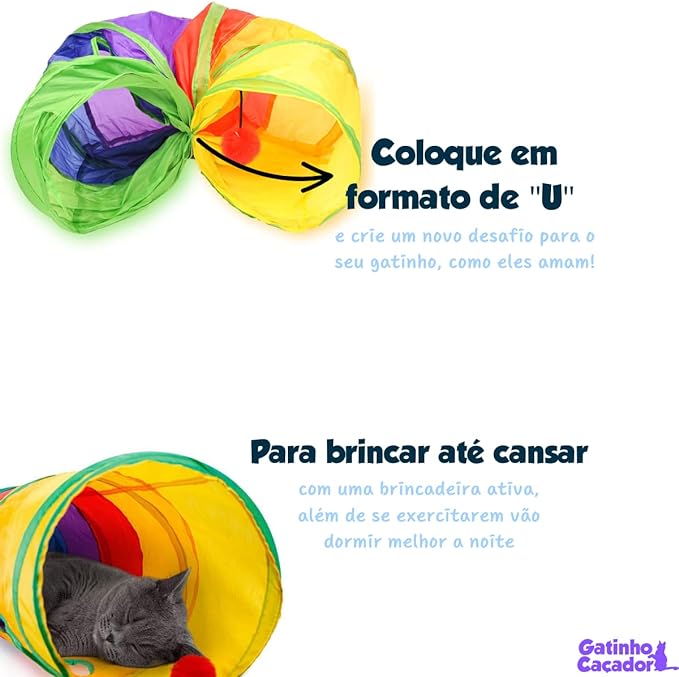 Túnel Colorido com Bolinha para Gatos 3